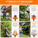Electric Weed Wacker Cordless,24v Weed Eater Battery Powered 3 In 1 Lightweight Grass Trimmer With 2 4.0 Ah Batteries & Charger, Weed Eater With Blade & Wheels For Women,Lawn Care,Garden,Yard (Orange), 34-47 inches