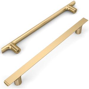 Amerdeco 10 Pack Champagne Bronze Cabinet Pulls 10 Inch(256MM) Hole Centers Kitchen Cabinet Handles Hardware Kitchen Handles for Cabinets Cupboard Handles Drawer Pulls ZH0028