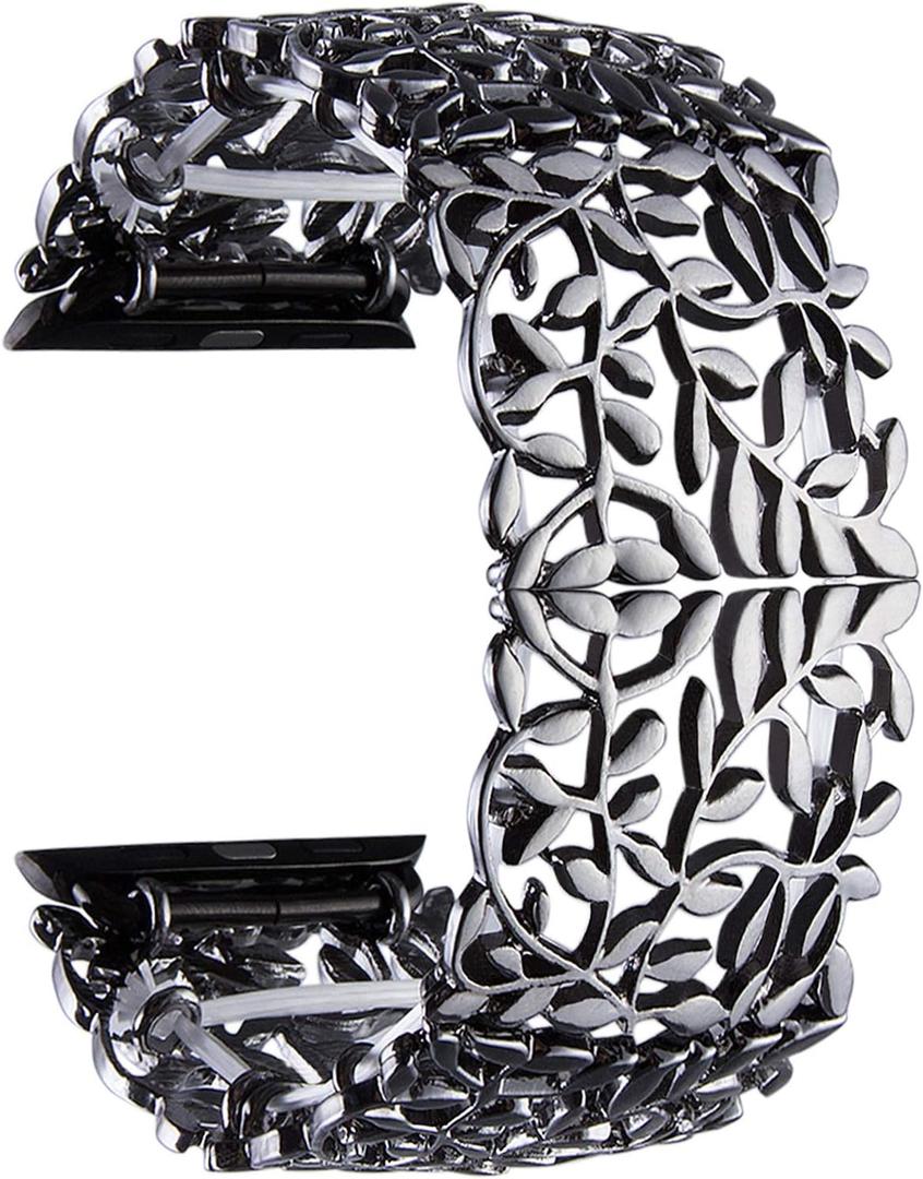 VIQIV Bracelet Band Compatible with Apple Watch 38mm 40mm 41mm 42mm 44mm 45mm 49mm iWatch Series SE/9/8/7/6/5/4/3/2 Ultra for Women Unique Metal Dressy Stretchy Wristbands Strap Jewelry Bangle