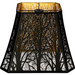 Etched Forest   Rectangle Lamp Shade Fitter Floor Lamp Shade, ALUCSET Large Metal Lampshade for Living Room Bedroom Top Diameter 8" Bottom Diameter 13.9" Height 11" (Black/Gold)