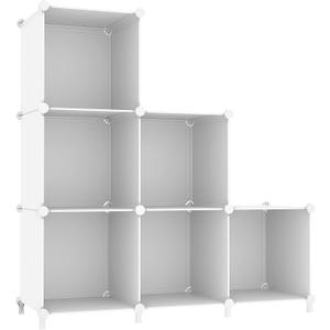 AWTATOS Cube Storage Organizer, Storage Cubes Shelves Bookshelf, 6 Cube Closet Organizers and Storage, DIY Stackable Plastic Clothes Organizer Shelving for Bedroom, Home, White