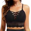 Lace Bras for Women Lace Bralette for Women V Neck Sexy Bra Sexy Tops Crop Tops (Medium, Black)
