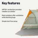 Amazon Basics Camping Sun Shelters with UPF50+ Protection, Mesh Windows for Ventilation, Simple Tool-Free Setup, 7 x 4 x 4 feet (LxWxH), Gray and Orange