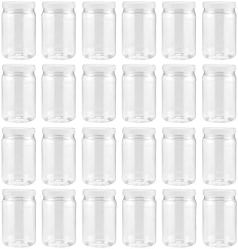 SMART SOLUTIONS Clear Plastic Mason Jars (18 oz 24 pack) | With Screw-On Airtight Lids | Refillable | No BPA | Perfect for Crafts, Herbs, Slime, Food & Liquids | Made in USA