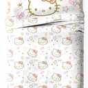 Jay Franco Sheet Set with Fitted, Flat Sheets & Pillow Cover - Ultra-Soft Bedding with Pillowcase for Room Decor, Pink - Hello Kitty, 3 Piece Twin