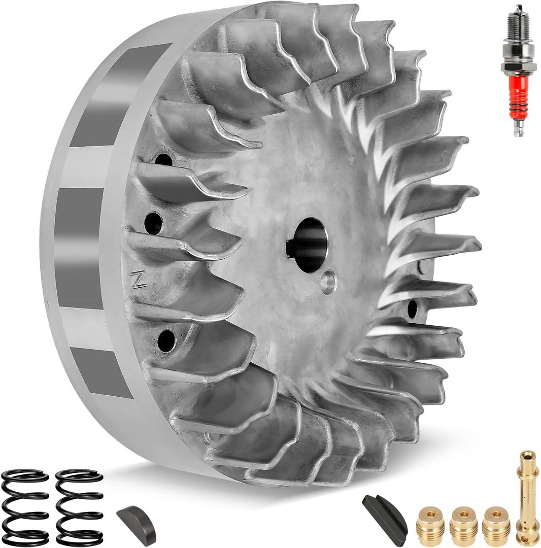 Aluminum 212 Hemi Flywheel 10krpm Compatible with Predator 212cc 224cc 60363 Engine Coleman CT200U BT200X CT200U-EX Baja Warrior MB200 MB165 Mini Bike Go Kart Performance Part with Timing Key