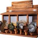CODIN Squirrel Feeder Table, Wooden Squirrel Picnic Table Feeder, Durable Squirrel Feeder Corn Cob, with Solid Structure, Stable Squirrels Stool Bar, 16 x 12 x 7 Inches (Burnt Wood)
