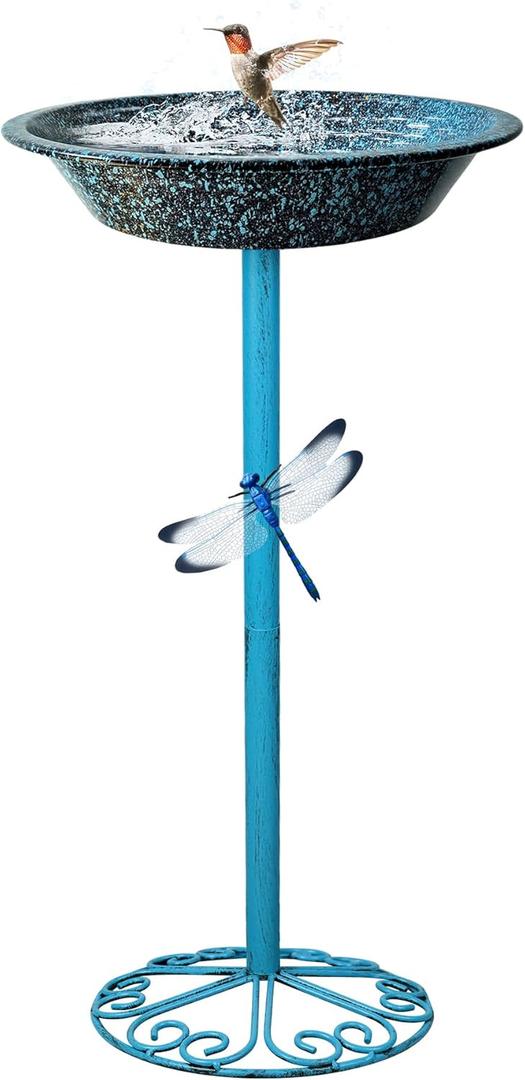 SAC SMARTEN ARTS Freestanding Bird Bath for Outside Metal Birdbaths Birdfeeder Bowl with Metal Stake Spa Bird Feeder Standing for Garden Patio Yard Lawn Dcor 25.5 Inch Height