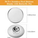 50 Pcs Brooch Tray with 50 Pcs Butterfly Pin Backs, 25mm Round Blank Pins Disk Base, Stainless Steel Flat Bezel Trays for DIY Craft Lapel Making Supplies