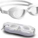 COPOZZ Kids Swim Goggles | Anti-Fog & HD | Comfy 3D Fit | Durable Unisex-Child Swimming Goggles for Boys & Girls Ages 3-14 (White)