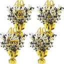 Tatuo 4 Pcs Metallic Foil Spray Centerpiece Happy 40th Years Centerpiece Table Decorations for Black and Gold Birthday Anniversary Wedding Party Table Decor(40th Birthday)