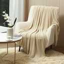CREVENT Super Cozy Soft and Warm Chenille Throw Blanket for Sofa Couch Chair Bed, Spring Summer Fall All Season Use, Gift for Mom Girlfriend (50''X60'' Ivory)