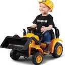 Kid Trax 6V CAT Frontloader Ride-On Toy for Kids, Ages 18-36 Months, Max Weight 44 lbs, Easy Push Button Drive System and Pull Front Bucket Lever, Includes Toy Hard Hat