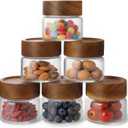 6-Pack 4 oz Stackable Airtight Glass Canisters with Acacia Lids - Small Mason Jars for Overnight Oats, Spice Storage, Herb Keepers, Pantry Organization and Dry Food Storage