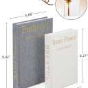 Real Pages Decorative Books Genuine Linen Gold Copper Foiling Engraved Books for Aesthetic Decoration Home Decor Bookshelf Coffee Table Bedside Table Mantle Decor, Set of 2 Faux/Fake Books