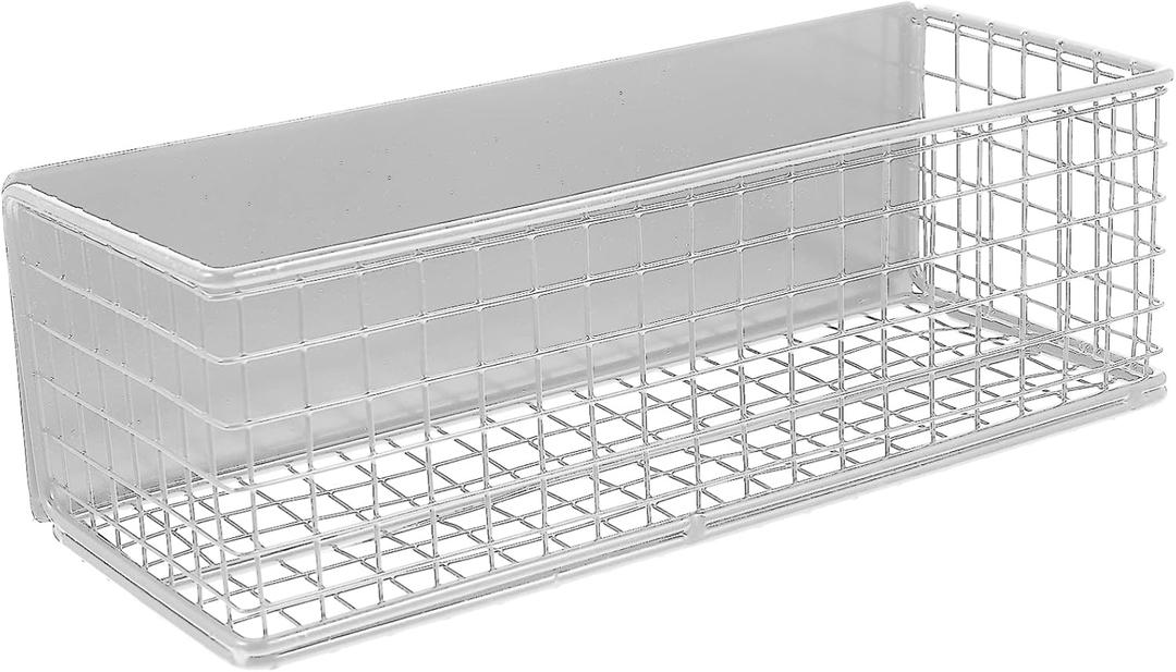 Wire Mesh Magnetic Storage Basket Trash Container Desk Tray Office Organizer for Refrigerator Microwave Oven Magnetic Surface Kitchen Office White
