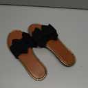 Women's Bow Knot Slides Open Toe Flat Sandals Summer Slip On Slippers (8, Black)