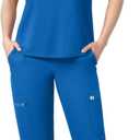 Scrubs Set for Women Medical Uniform Nurse Suit, Anti-Wrinkle Scrub Top Jogger Pant&11 Pockets,4 Way Stretch Workwear (Small, Royal Blue)