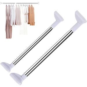 Drill-free Telescopic Tension Rod for hanging Clothes, Adjustable Nonslip Clothing Drying Rod, Stainless Steel Curtain Hanging Rack, for Bathroom, Window, Closet, Room Divider (15~22 + 19.7~31.5)