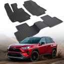 Car Floor Mats for Toyota RAV4: 2025 2024 2023 2022 2021 2020 2019, All Weather Rubber Floor Liners Custom Fit for Toyota RAV 4 Accessories Gas & Hybrid Model Front Rear Carpet 5 Seat SUV (3PCS Black)