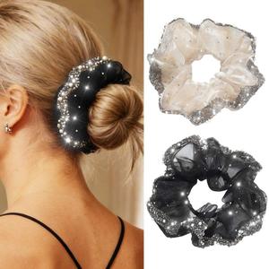 CAKURE Scrunchies Fancy Hair Ties Lace Hair Scrunchie Hair Accessories for Women (Pack of 2)