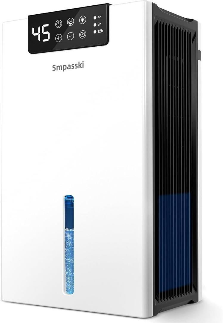 Dehumidifier, 98 OZ Dehumidifiers for Home (1000sq.ft), Dehumidifier with Air Filter, Tank with Drain Hose, Sleep Mode and Auto Shut Off, Dehumidifiers for Basement Bathroom, 7-Color LED Light, White