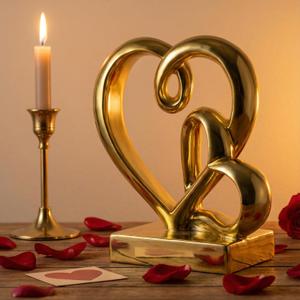 Wedding Anniversary Couples Gifts-Two Hearts Decor Resin Statue,1st to 50th for Her/Him,Engagement Present, Shimmering Love Symbol for Couple, Romantic Home Accent