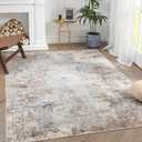 jinchan Area Rug 3x5 Washable Modern Rug Abstract Entryway Doormat Taupe Multi Print Overdyed Floor Cover Distressed Contemporary Lightweight Non-Slip Thin Carpet for Kitchen Bathroom Living Room