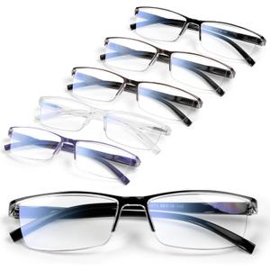 6 pack Executive Style Reading Glasses Men - Durable Readers with 99% Blue Light Blocking - Comfortable Fit with TR90 Frames (Color Mix 1), +1.5