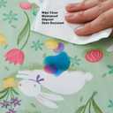Newbridge Easter Cotton Tail Bunny Party Vinyl Flannel Backed Spring Tablecloth - Cottage Style Bunny Rabbit, Easter Egg & Floral Wipe Clean Easy Care Vinyl Tablecloth, 52" x 52" Square
