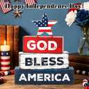 3 x 4 Pcs 4th of July Patriotic Wooden Tiered Tray Decor, Independence Day Decorations Gifts for Home, Memorial Day Red White Blue Table Centerpiece for 250th Anniversary Office Party Shelf Kitchen