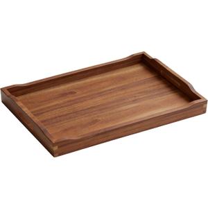 Acacia Wood Serving Tray with Handles, Rectangular Wooden Ottoman Tray for Coffee Table, Breakfast in Bed, Drinks, Kitchen Countertop and Home Decor