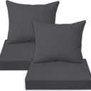 Outdoor Deep Seat Cushion Set,24x24 Inch Chair Cushions Set of 2,Rocking Chair Pad, Fade Resistant Patio Cushions with Removable Cover Deep Seat Back Cushion with Straps for Chair Sofa Couch Dark Grey