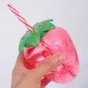 Ciieeo Strawberry Plastic Cups with Straws 8 Pcs Kids Drinking Cups for Summer Parties and Birthday Events 4.72X3.93X7.48In Fashionable Fruit Straw Cups