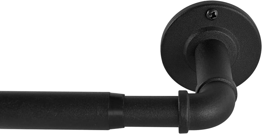 Industrial Curtain Rods for Windows 66 to 120 Inches, Blackout Wrap Around Curtain Rod, for Indoor and Outdoor, 5/8 Inch Diameter, 65 to 120 Inches, Black