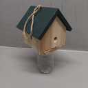 Bird / Wildlife Accessories for Birds, Wooden Hanging Bird Feeder with a Jar Dispenser, House-Shaped. Suitable for Small Birds Such as Hummingbirds, Chickadees and Sparrows, 1 Piece