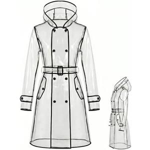 Chicingyou Waterproof Portable Clear Raincoat for Women Adult Waterproof Rain Poncho Reusable EVA Resistant Jacket with Hoods & Belt S/M