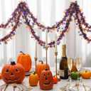 33ft Halloween Tinsel Garland Decor with Funny Pumpkin Black Spider Purple Bats Metallic Twist Garland Wire Hanging Decorations for Home Tree Fireplace Mantle Indoor Outdoor Party
