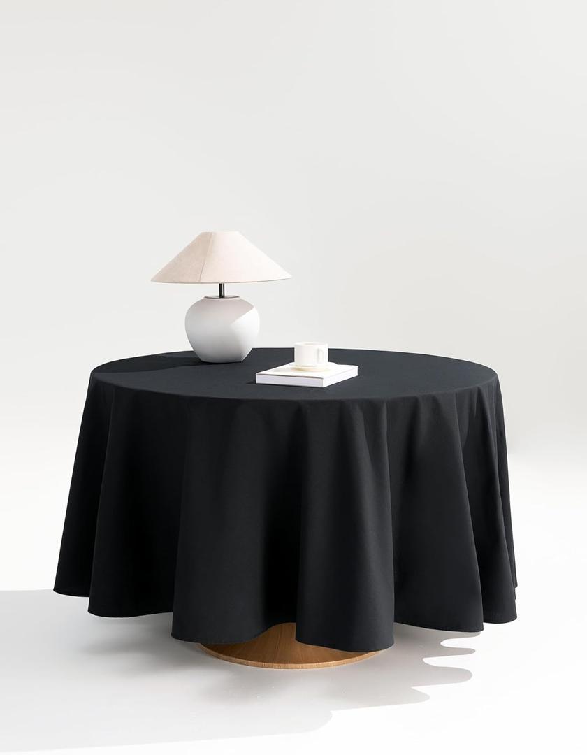100% Polyester Tablecloth  Durable & Easy-Care Table Covers for Catering, Restaurants & Events, Set of 2 (Black, 62 Inch, Round)