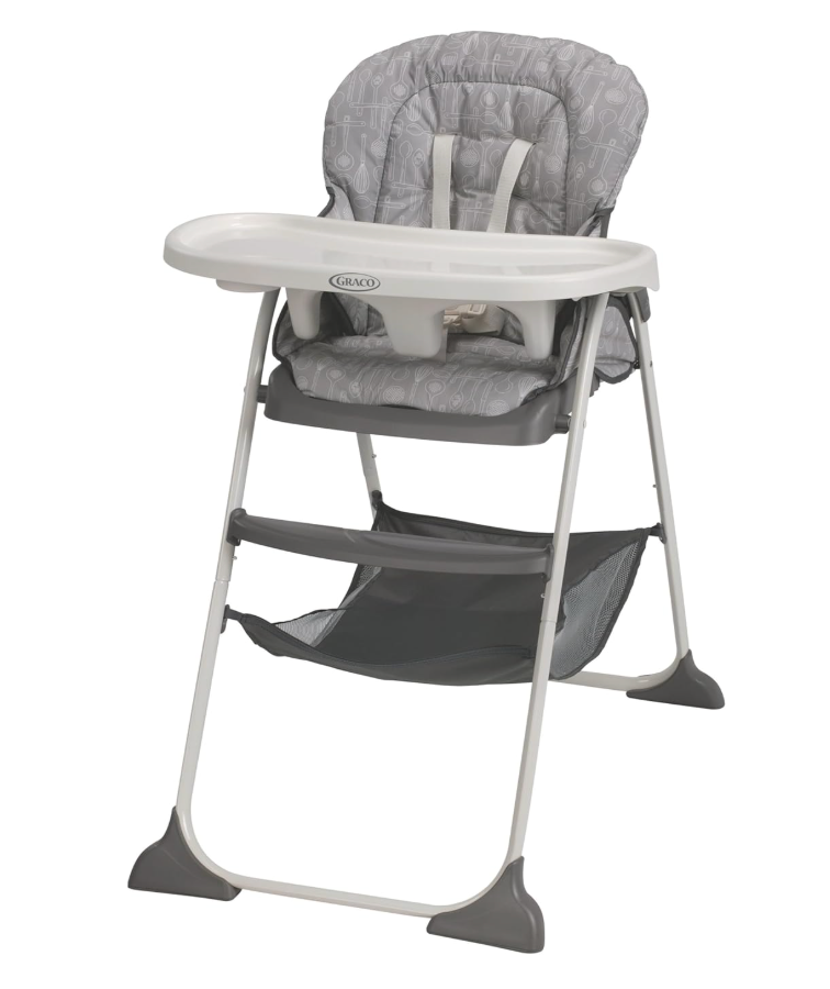 Graco® Slim Snacker High Chair, Ultra Slim, Fast-Folding, Multiple Recline Positions, Comfortable Feeding, Whisk