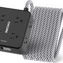 Surge Protector Power Strip - CHCORE 20Ft Braided Extension Cord with 8 Outlets with 4 USB (2 USB C) Charging Ports, Flat Plug Multi Plug Outlet Extender Charging Station for Home Office, ETL, Black