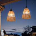 Battery Operated Chandelier Outdoor Waterproof, Hanging Pendant Light with Remote Control for Gazebo, Pergola, Porch, Balcony, Shed, Patio, Garden Decor - 2 PACK