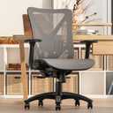 Ergonomic Office Chair, Mesh Computer Desk Chairs with Adjustable Lumbar Support, 3D Armrest, Tilt Function, Comfy Wide Seat, Executive Work Task Chair for Company & Home, Gaming Chair (Grey)