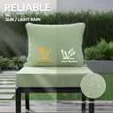 24x24 Inch Outdoor Chair Cushions Set of 2, Patio Furniture Cushions - Removable Cover, Water-Repellent, Fade-Resistant, Non-Slip Bottom & Straps, Replacement for Deep Seat Sofa & Couch - Sage Green