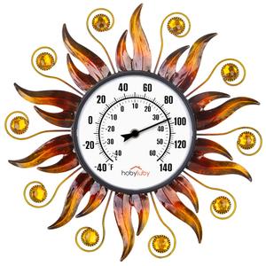 Indoor Outdoor Thermometer, Sun Wall Mounted Thermometer Decorative for Patio, Living Room, Garden Greenhouse, Wine Cellar, No Batteries Required