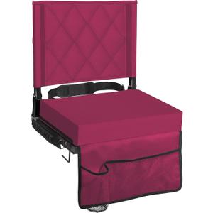 Sheenive Stadium Seats for Bleachers with Back Support, Bleacher Seats with Backs and Cushion Wide, Padded Portable Folding Comfort Stadium Chair with Shoulder Strap, Perfect for Sports Events, Maroon