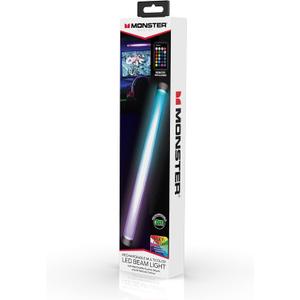 Monster Rechargeable Multi-Color Beam Light Bar With Suction Mount, Includes Multi-White and Dimmable Light Effects, Customize Using Remote Control, DIY Installation, Micro-USB Charging Cable Included
