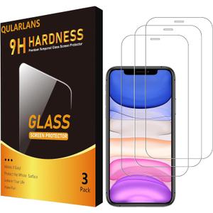 Qularlans 3 Pack Tempered Glass Screen Protector Compatible with iPhone 11/XR, 9H Hardness Shock Resistant Tempered Glass HD Ultra Clear