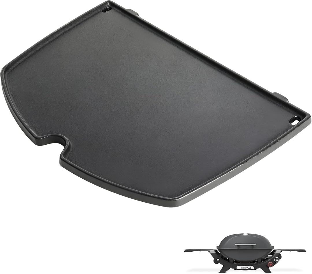 3400247 Half Cast Iron Griddle Insert Replacement Parts for Weber Q2800N+ Gas Grills Accessories, Heavy-Duty Griddle Plate for Weber Q2200N+, Q2600N+, Q2000N+ etc Griddle Parts