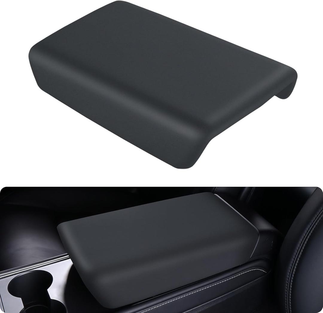BASENOR 2025 Upgraded Tesla Model 3 Model Y Center Console Cover TPU Armrest Cover Non-Slip Protector Armrest 2017-2024 Tesla Interior Accessories Black (Not Compatible with 2024 2025 Tesla Model 3)